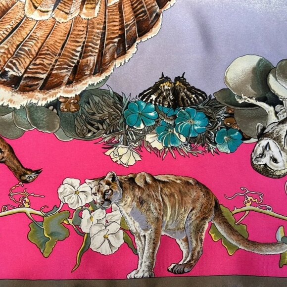 Vintage Hermes Faune Et Flore Du Texas Wildlife Silk Scarf by Kermit Oliver 90c - Picture 8 of 16
